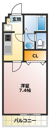 【間取り】 | リブリ踊場 | 一人暮らしにおススメの１K！