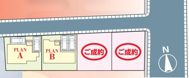 三郷市高州1丁目　新築戸建　全2棟　B号棟の区画図|カースペース2台分確保
