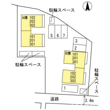 オリオン（A棟）　シリウス（B棟）　Ａ棟の区画図