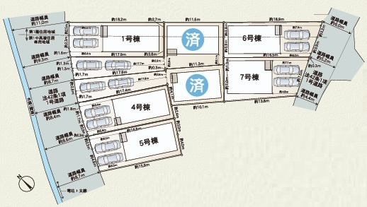 「オール電化」「全室南向き」西二見第23　1号棟の区画図