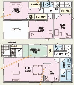 「オール電化」「ルーフバルコニー」西二見第23　5号棟の間取り