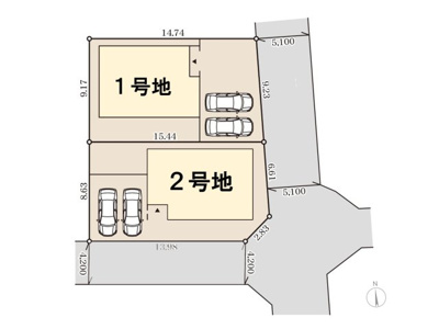 【区画図】 | 大和郡山市下三橋町の新築一戸建 全２区画 １ | 全体区画図