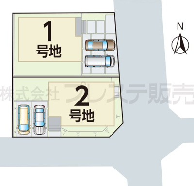 【区画図】 | 大和郡山市下三橋町の新築一戸建 全２区画 １ | 全体区画図