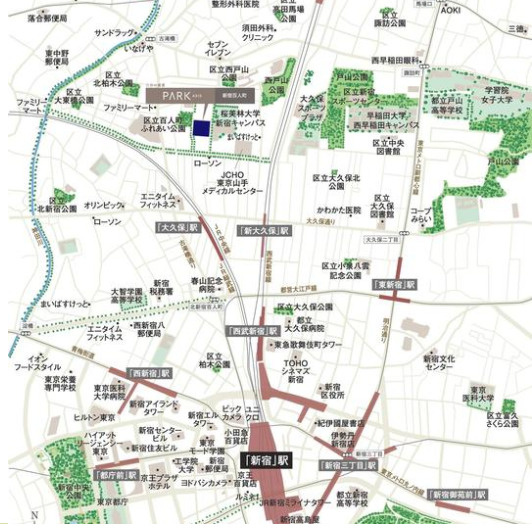 パークアクシス新宿百人町の地図