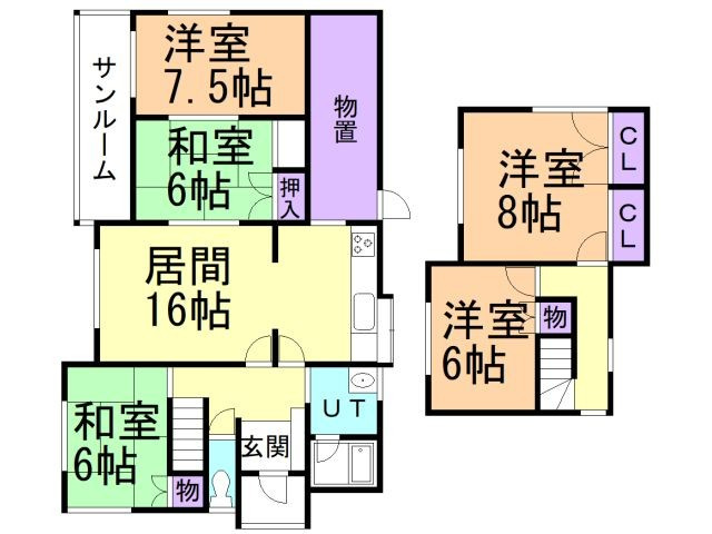 室蘭市八丁平4丁目6-11戸建の間取り