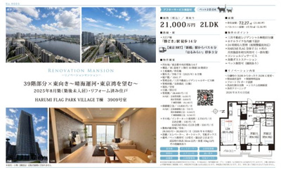 【その他】 | HARUMI　FLAG　PARK　VILLAGE　T棟　仲介手数料無料＋100万円現金プレゼント中