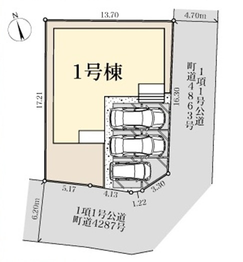 【仲介手数料無料】新築戸建　寄居町赤浜1198-6（大型平屋住宅　全1棟）の区画図