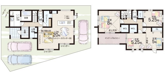 東近江市長勝寺町　新築一戸建ての間取り|1号地