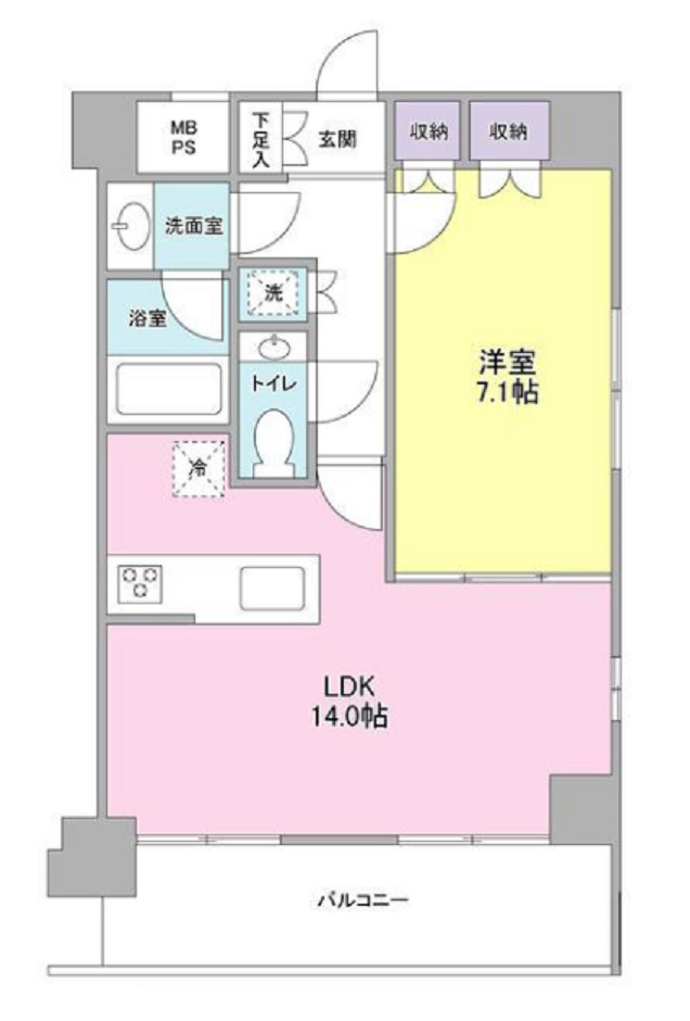 プレディアスタイル池上南の間取り|南向きカウンターキッチンの1LDK