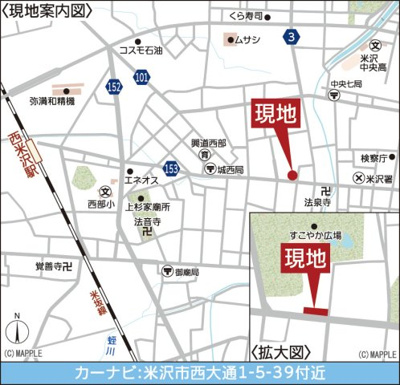 【地図】 | Cradle garden　米沢市西大通第２　１号棟