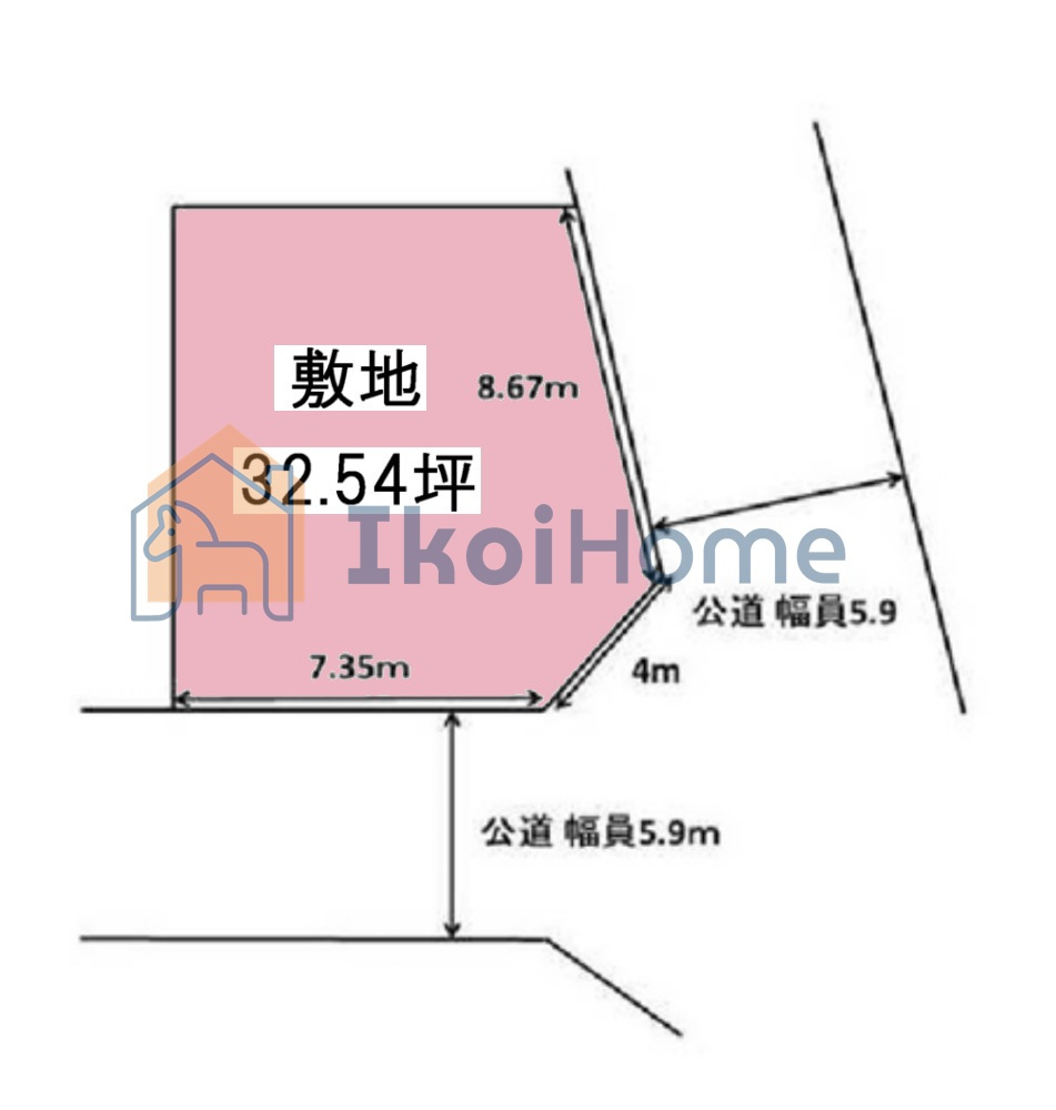 明石市魚住町錦が丘１丁目　土地の土地図|●年中無休：当日予約可●敷地約32.54坪の角地で前面道路とはフラットです！