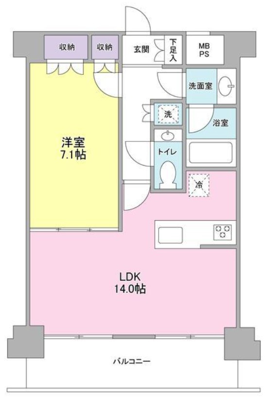 プレディアスタイル池上南の間取り|南向きカウンターキッチンの1LDK