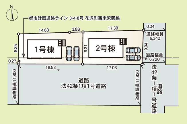 【区画図】 | Cradle garden　米沢市西大通第２　２号棟