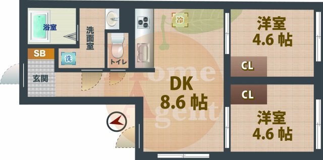 【間取り】 | SOU中野 | 2DKのお部屋です。