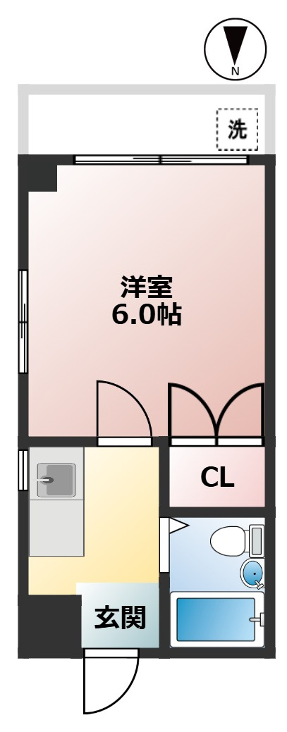 パレスハイム　学生さんおすすめ　陽当たり良好　ユニットバス交換済の間取り