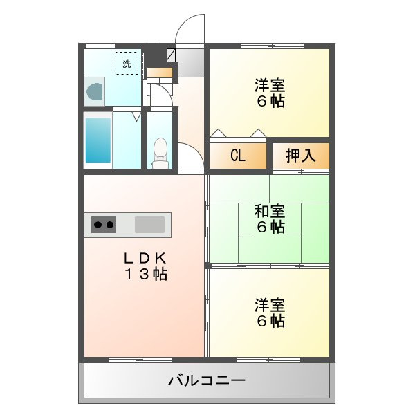 熊本市東区戸島西１丁目の賃貸マンションの間取り