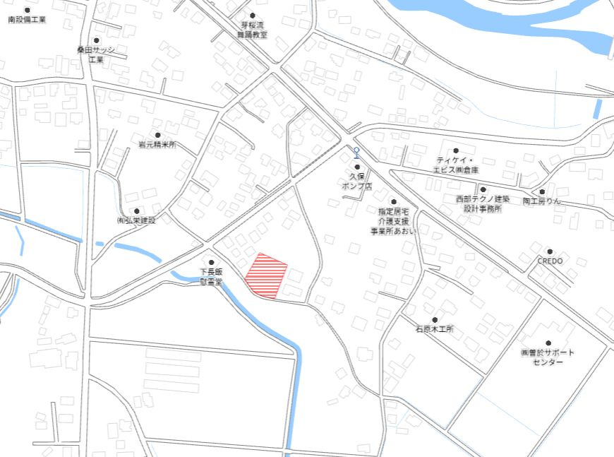 都城市下長飯町の売地の土地図