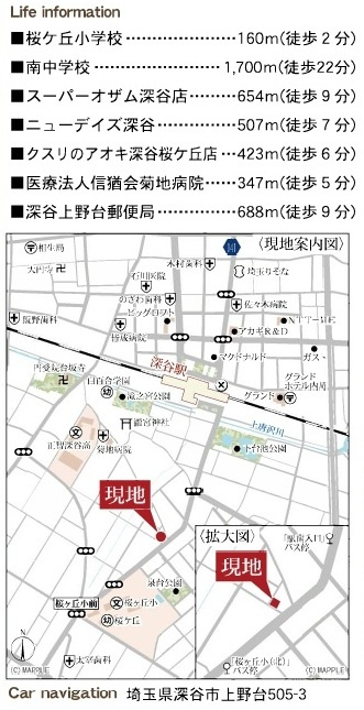 【仲介手数料無料】新築戸建　深谷市上野台505-3（全1棟）の地図