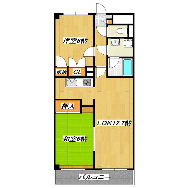 プラムエヌティーの間取り|振分タイプの２ＬＤＫです。