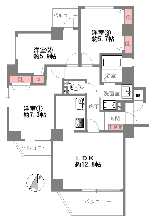 リラコート伊丹の間取り|※図面と現況が異なる場合は、現況を優先します。