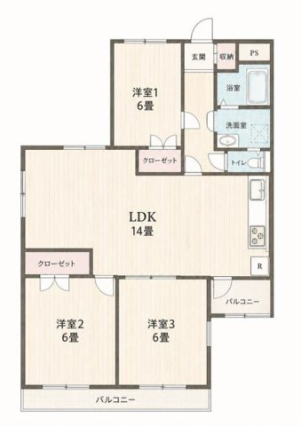 東難波ハイツの間取り|2026年8月　全室洋室にリフォーム　角住居ならではの三面採光
徒歩6分【尼崎】駅から大阪難波まで約15分