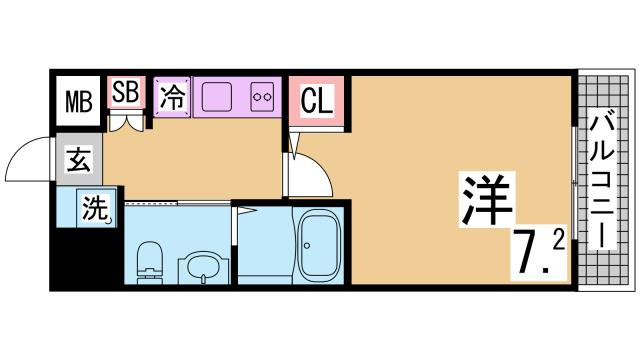 神戸市兵庫区本町１丁目の賃貸マンションの間取り
