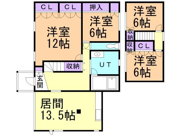 室蘭市大沢町1丁目14-7戸建の間取り