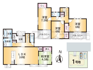 【間取り】 | １号地間取図