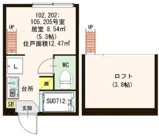 新宿区北新宿２丁目のアパートの間取り