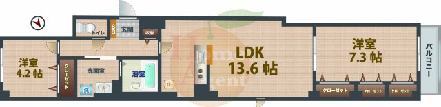 【間取り】 | Wakkoテラス | 2LDKのお部屋です。
