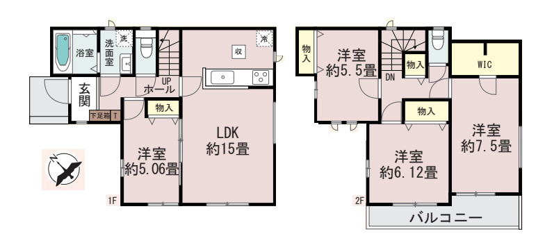 さいたま市西区西遊馬456番　新築一戸建て　ハートフルタウン　01の間取り|【全1棟・A号棟】さいたま市西区西遊馬456番　新築一戸建て　ハートフルタウン　A・4LDK・土地面積100.01m2・建物面積95.64m2