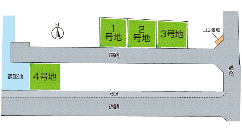 ●磯城郡田原本町阪手　第４期　売土地の区画図|全４区画