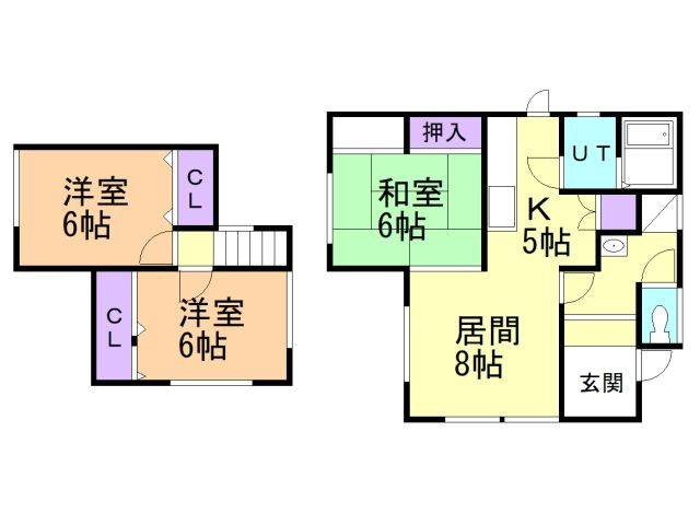室蘭市柏木町6-8戸建の間取り