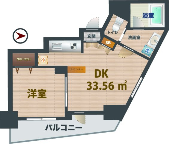 【間取り】 | メゾン・カレン | 1DKのお部屋です。