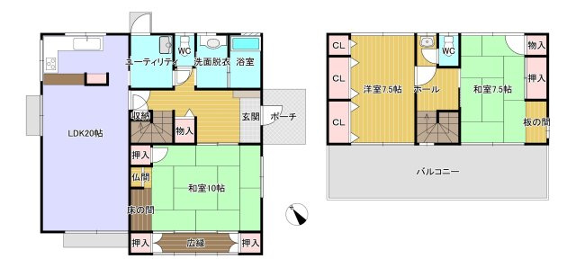久留米市高良内町　中古戸建の間取り