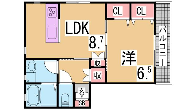 神戸市長田区久保町７丁目のアパートの間取り