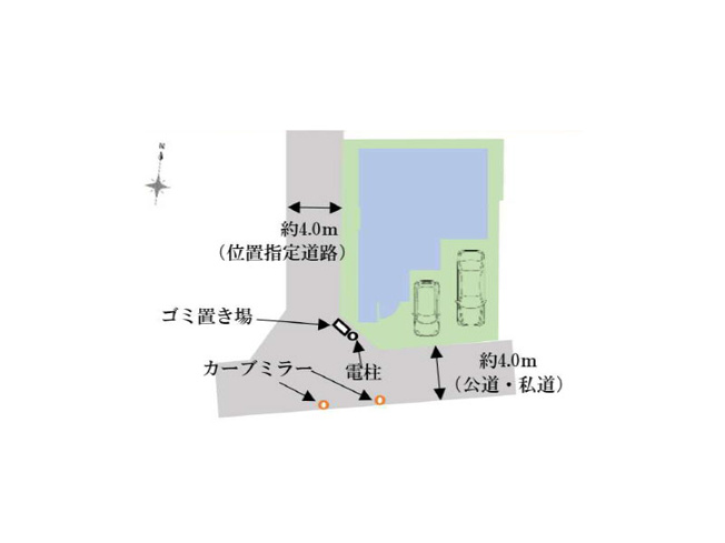 【区画図】 | 新座市新堀1丁目　新築一戸建住宅　全1棟　(保谷店) | 陽当たり良く開放的な南西角地。2台駐車でき、セカンドカーをお持ちの方にもおすすめです。(車種により異なります。)※図面を基に作成しています。現況と異なる場合は現況を優先いたします。