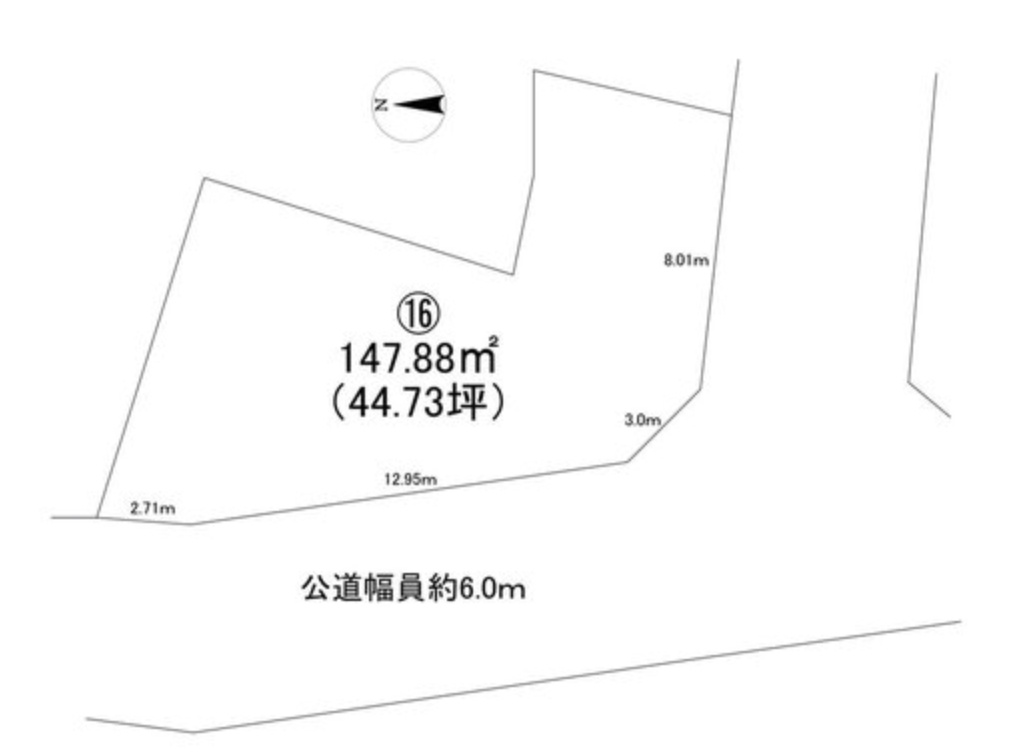 半田市乙川源内林町３丁目　売り土地【16号地】の区画図
