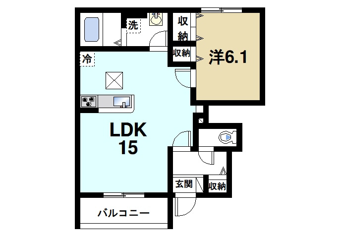 パルクレールの間取り|1LDKの間取り