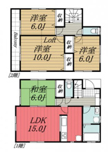 【間取り】 | 佐倉市上座貸戸建/515-208