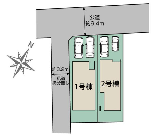 平塚市御殿1丁目　新築戸建　全2棟2号棟の区画図