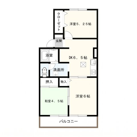 岡山市北区辛川市場のアパートの間取り
