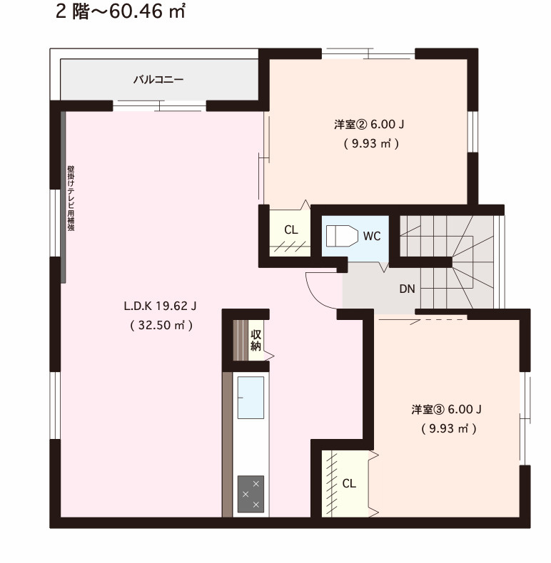 新築ガレージハウスの間取り|2F