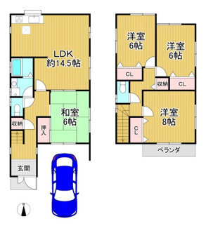 【間取り】 | 堺市西区上436-12中古戸建 | 延床面積98.82㎡　4LDKの間取りです。
