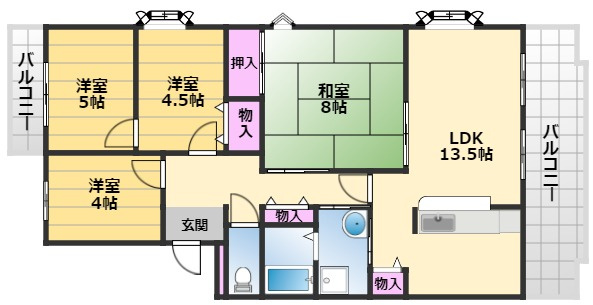 【間取り】 | フレール鶴山台98棟