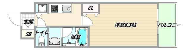 大阪市東淀川区東中島２丁目の賃貸マンションの間取り