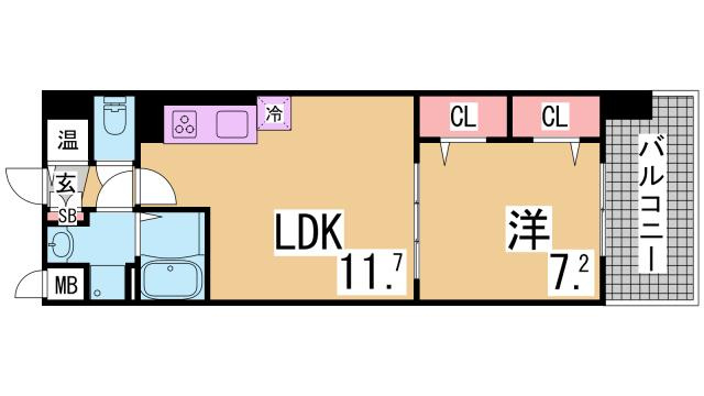 神戸市兵庫区御崎本町１丁目の賃貸マンションの間取り