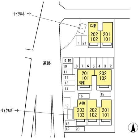 グレースハイツ　B棟の区画図