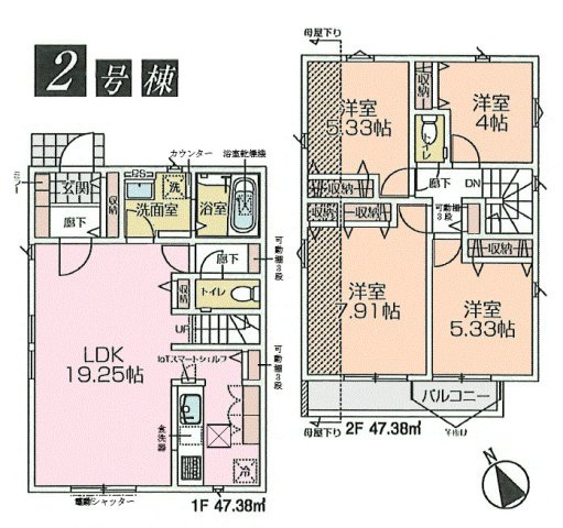 青梅市河辺町6丁目　新築戸建全2棟の間取り