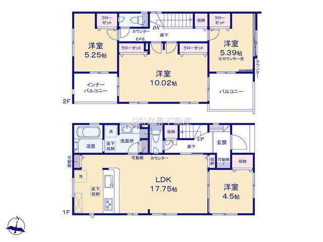 《仲介手数料無料》幸手市緑台１丁目64-10新築一戸建てブルーミングガーデンの間取り